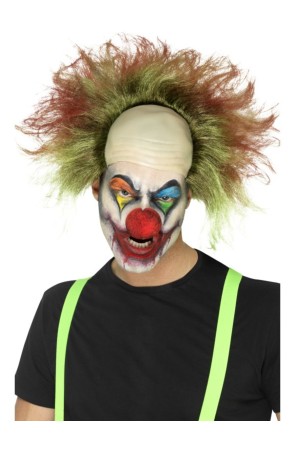 Peluca con calva de payaso ensangrentada para hombre