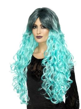 Peluca con degradado turquesa para mujer