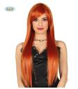 Peluca con flequillo castaña lisa para mujer