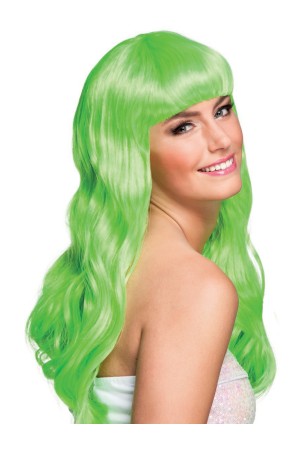 Peluca  Verde con Flequillo para adulta