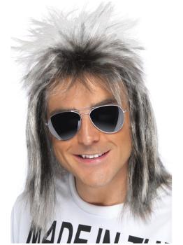 Peluca corte mullet rubio ceniza
