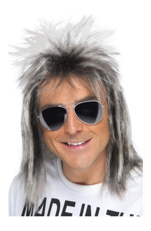 Peluca corte mullet rubio ceniza
