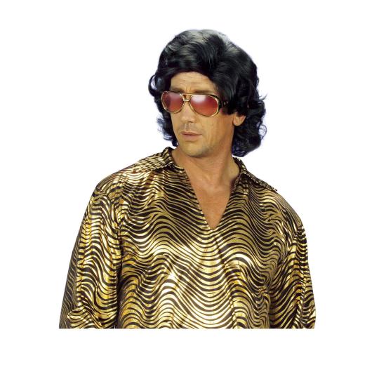 Peluca hombre años 70 negra