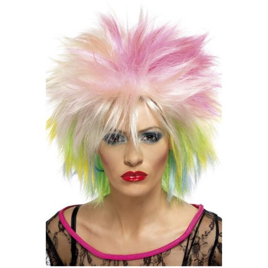 Peluca años 80 multicolor Peluca años 80 multicolor