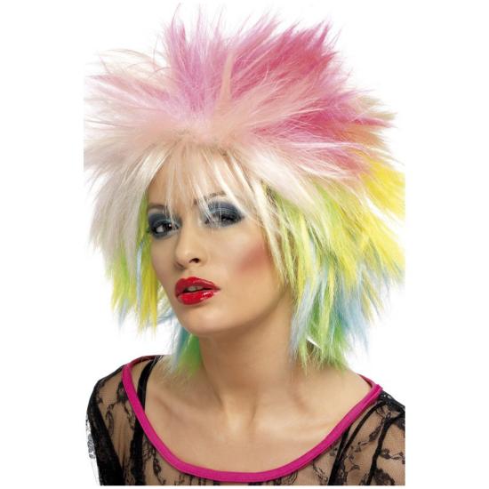 Peluca años 80 multicolor Peluca años 80 multicolor