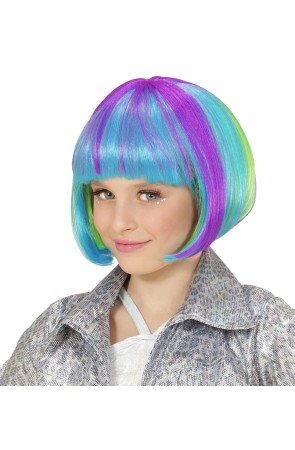 Peluca multicolor media melena para niña