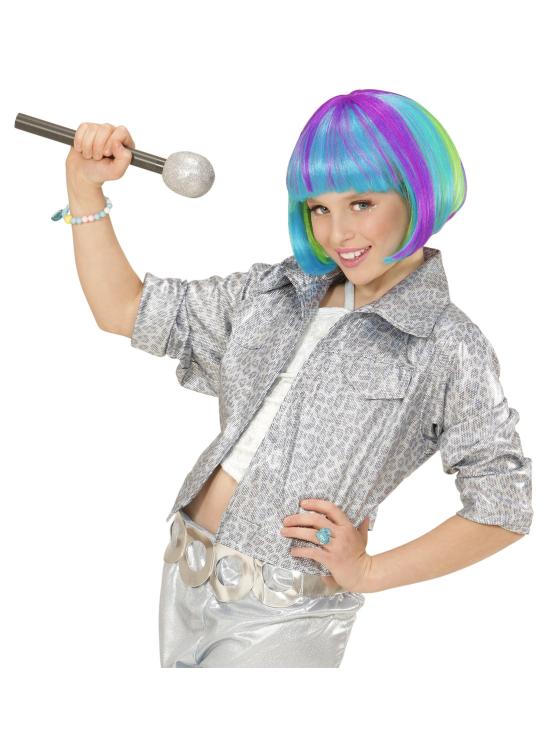 Peluca multicolor media melena para niña