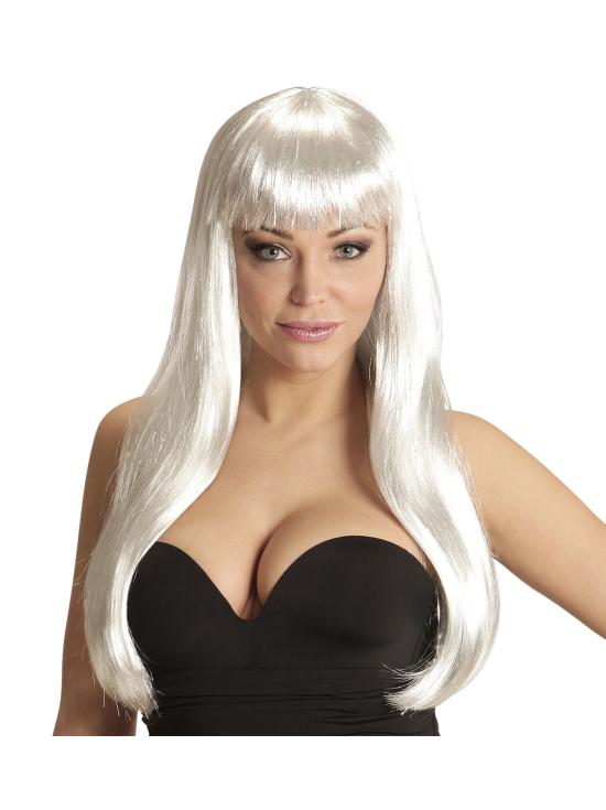 Peluca plateada de chica del espacio
