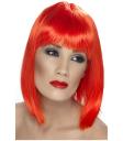 Peluca rojo neón con flequillo