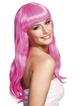 Peluca rosa con flequillo