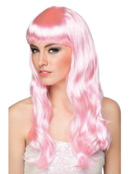 Peluca Rosa con Flequillo para adulta