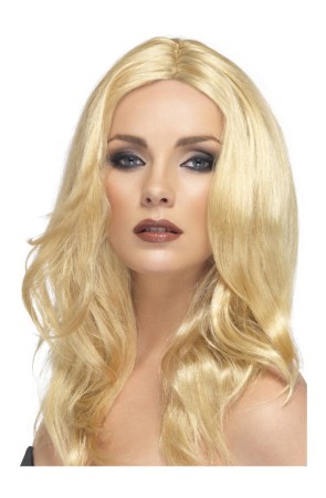 Peluca rubia platino para mujer