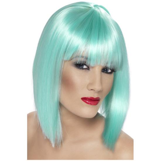 Peluca turquesa neón con flequillo Peluca turquesa neón con flequillo