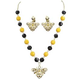 Pendientes y collar de abeja para mujer