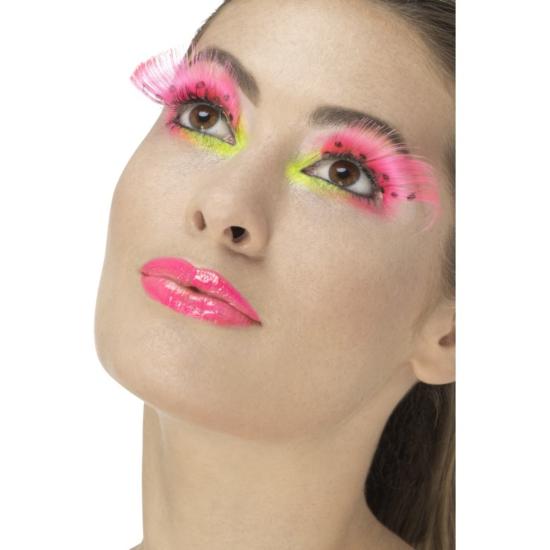 Pestañas rosas con topos negros para mujer Pestañas rosas con topos negros para mujer