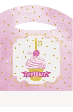 Set de 1º cumpleaños rosa y dorado