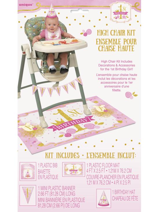 Set de 1º cumpleaños rosa y dorado