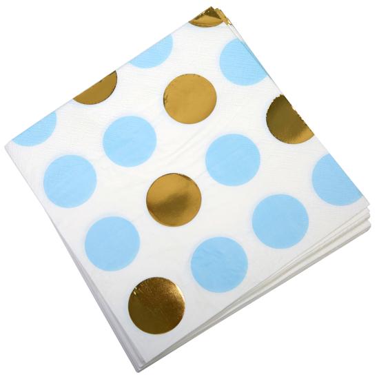 16 servilletas de lunares azules y dorados (33x33 cm) - Pattern Works Blue