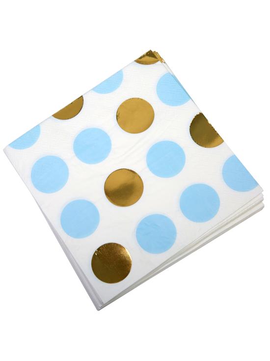 16 servilletas de lunares azules y dorados (33x33 cm) - Pattern Works Blue