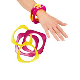 Set de 4 pulseras disco rosas y amarillas para mujer