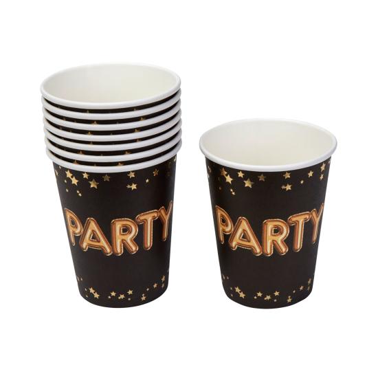 8 vasos "Party" de papel - Glitz & Glamour Black & Gold 8 vasos "Party" de papel - Glitz & Glamour Black & Gold