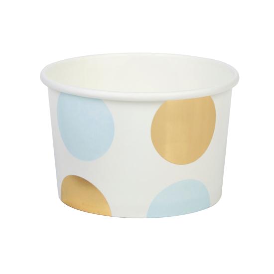 8 vasos pequeños de lunares azules y dorados - Pattern Works Blue