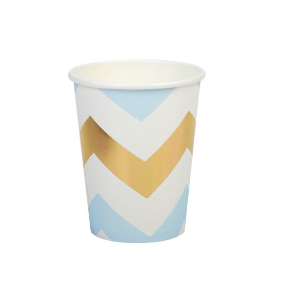 8 vasos de zigzag azul y dorado - Pattern Works Blue