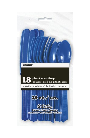 Set de cubiertos de plástico azul oscuro - Línea Colores Básicos