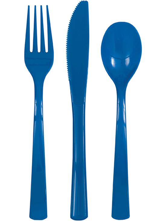 Set de cubiertos de plástico azul oscuro - Línea Colores Básicos