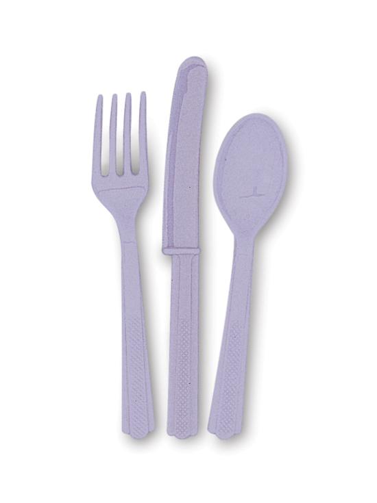 Set de cubiertos de plástico color lila - Línea Colores Básicos
