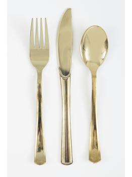 Set de cubiertos de plástico plateados - Línea Colores Básicos