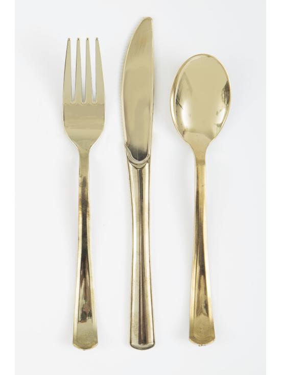 Set de cubiertos de plástico plateados - Línea Colores Básicos
