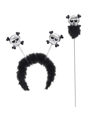 Set de diadema y varita de calavera