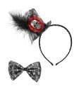 Set de mini sombrero y pajarita calavera para mujer