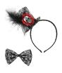 Set de mini sombrero y pajarita calavera para mujer