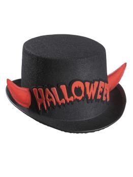 Sombrero de copa halloween cuernos rojos