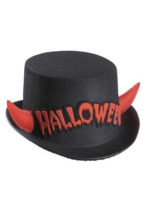Sombrero de copa halloween cuernos rojos