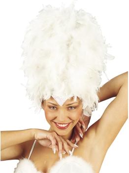 Tocado blanco con plumas y lentejuelas para mujer