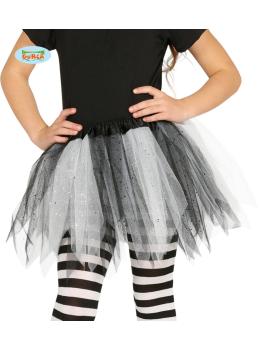 Tutú blanco y negro con brillantina para niña