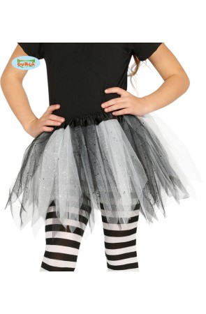 Tutú blanco y negro con brillantina para niña