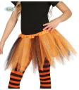 Tutú naranja y negro con brillantina para niña