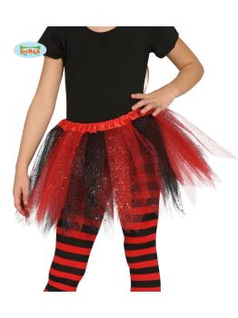 Tutú rojo y negro con brillantina para niña