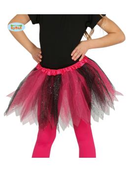 Tutú rosa y negro con brillantina para niña