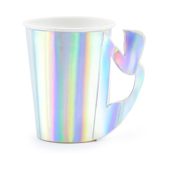 Vasos de papel con asa de cola de sirena iridiscente - Iridescent Mermaid - 6 unidades