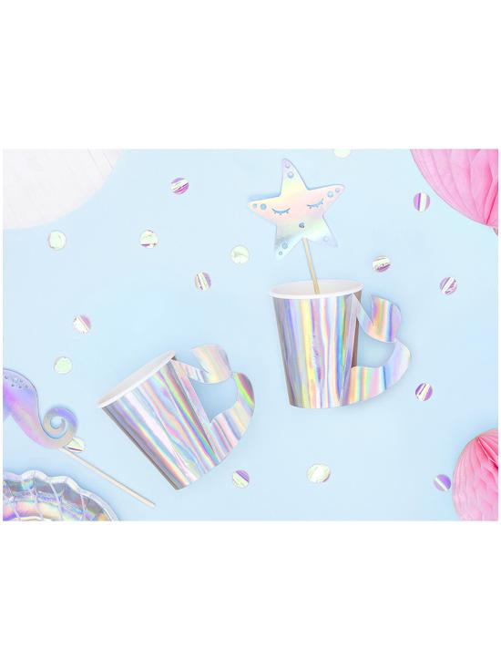 Vasos de papel con asa de cola de sirena iridiscente - Iridescent Mermaid - 6 unidades