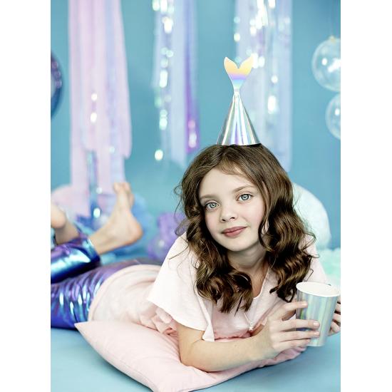 Vasos de papel con asa de cola de sirena iridiscente - Iridescent Mermaid - 6 unidades