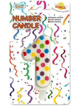 Vela de Cumpleaños Confeti Número 1