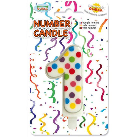 Vela de Cumpleaños Confeti Número 1 Vela de Cumpleaños Confeti Número 1