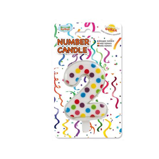Vela de Cumpleaños Confeti Número 2 Vela de Cumpleaños Confeti Número 2