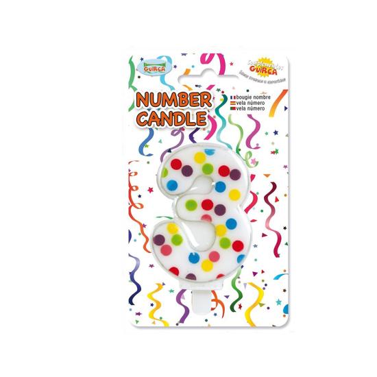 Vela de Cumpleaños Confeti Número 3